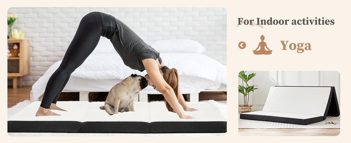 Three Fold Portable Floor Bed - Certified By CertiPUR-US - Suitable For Travel, Camping, and Yoga