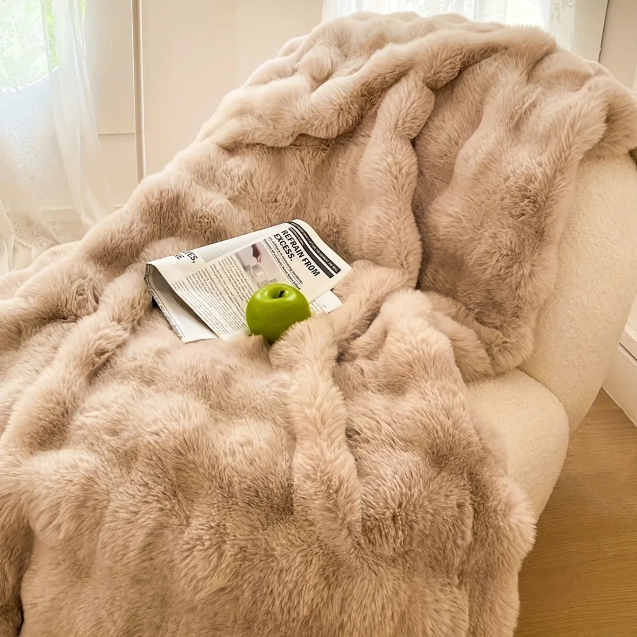 Faux Rabbit Fleece Blanket or Throw
