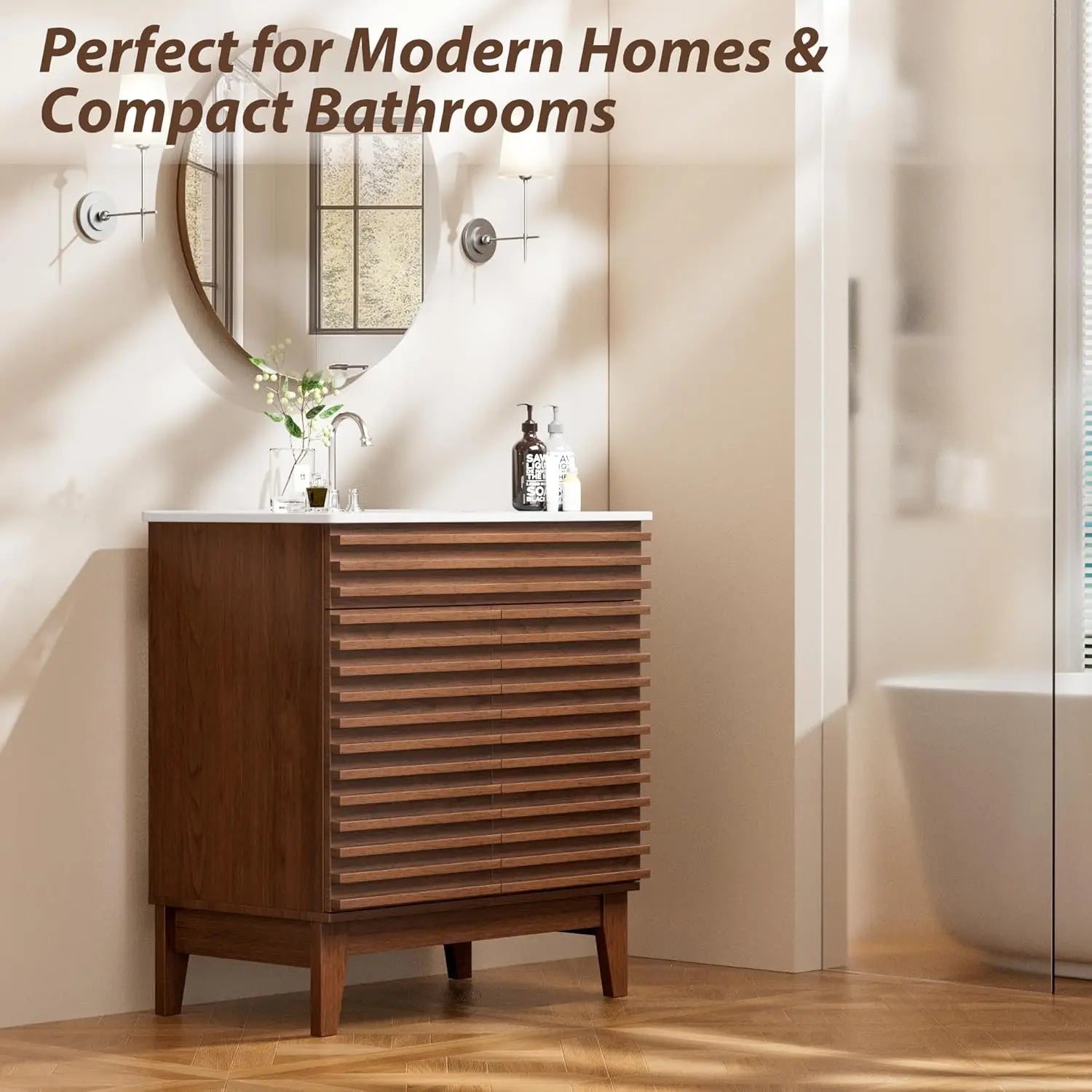 30" Freestanding Bathroom Vanity with Ceramic Sink & Soft Close Doors