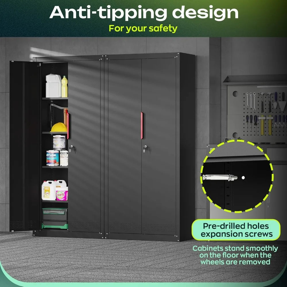 71" Tall Rolling Metal Storage Cabinet with Locking Doors, 4 Adjustable Shelves, 1000lb Capacity for Garage/Home/Office
