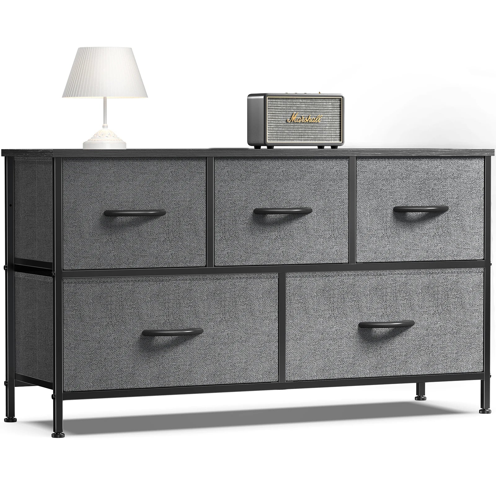 Multi-Purpose Dresser or Buffet with 5 Fabric Drawers