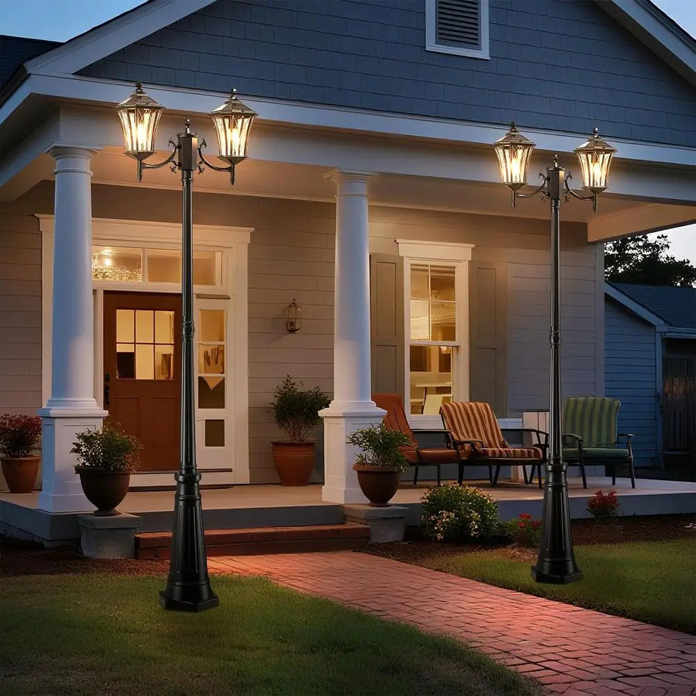 85" 2-Head Solar Dusk to Dawn Lamp Post Light