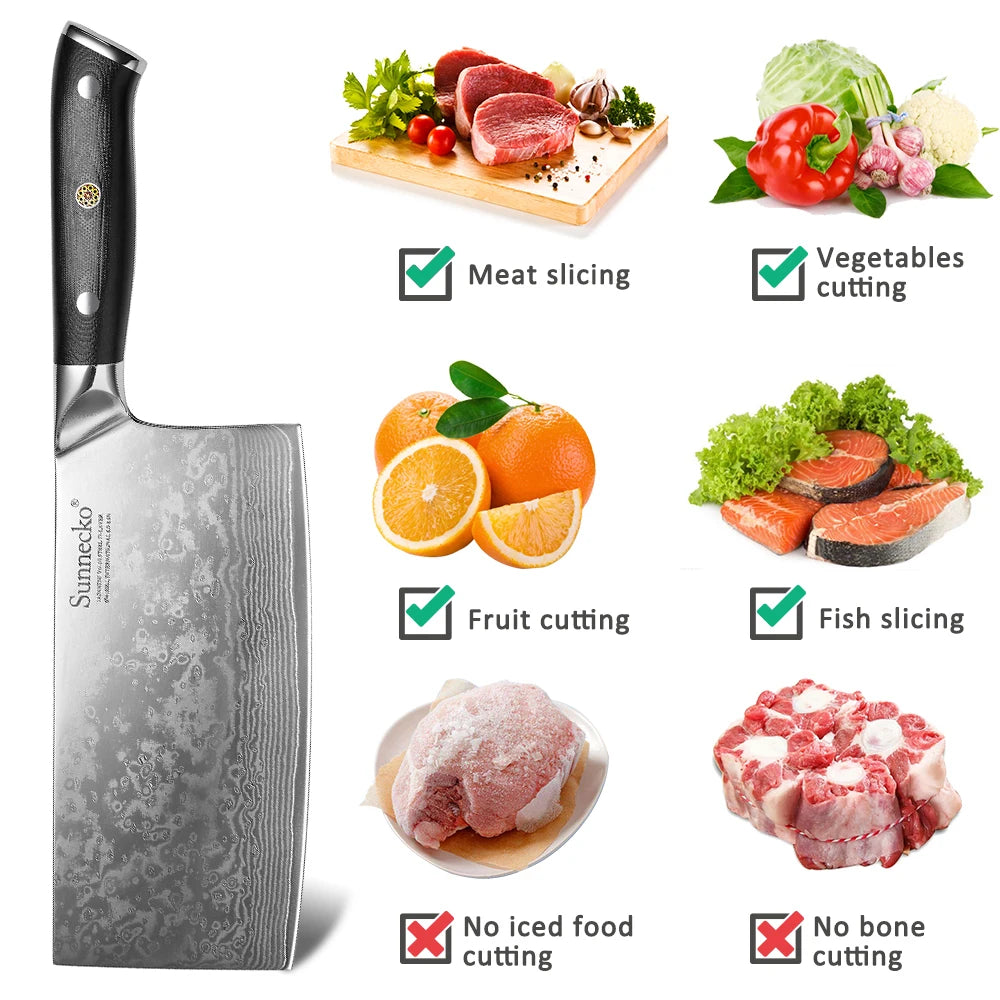 Cleaver Slicing Knives - VG10 Damascus Steel