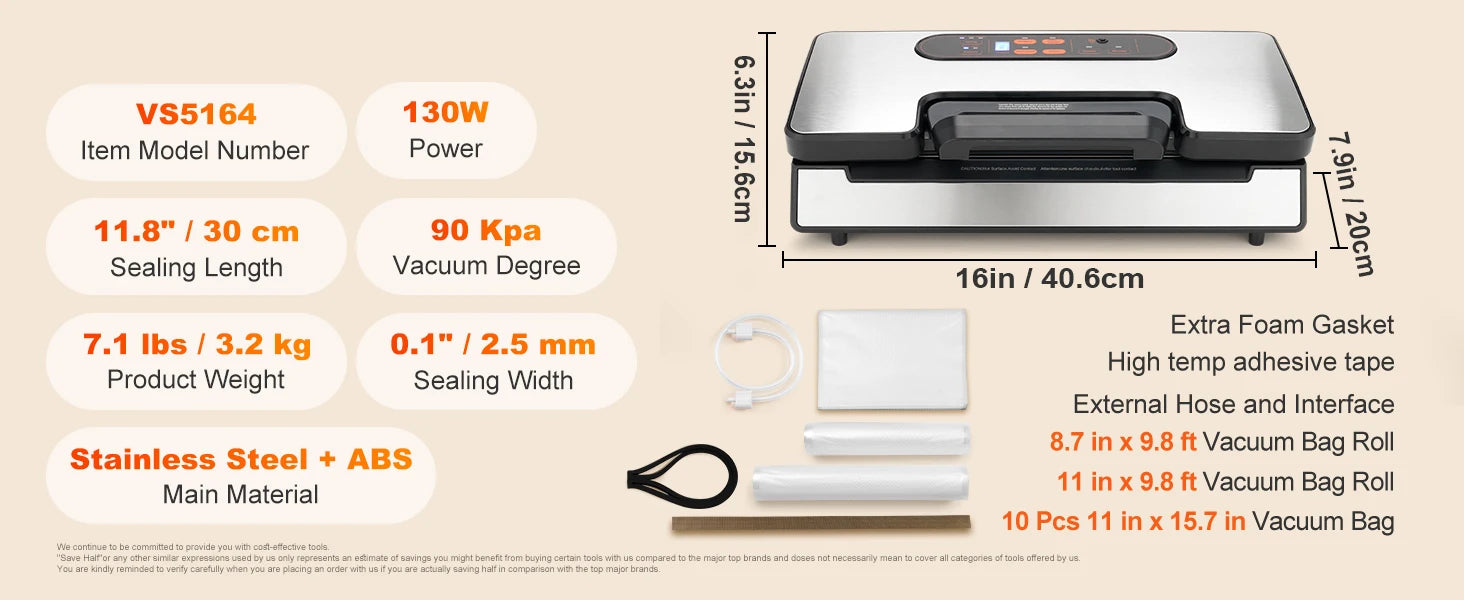 Vacuum Food Sealer Machine with 10 Vacuum Bags
