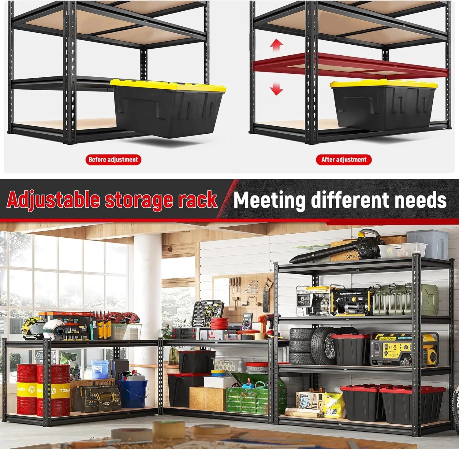 2500 lbs. Adjustable Heavy Duty Garage Shelving