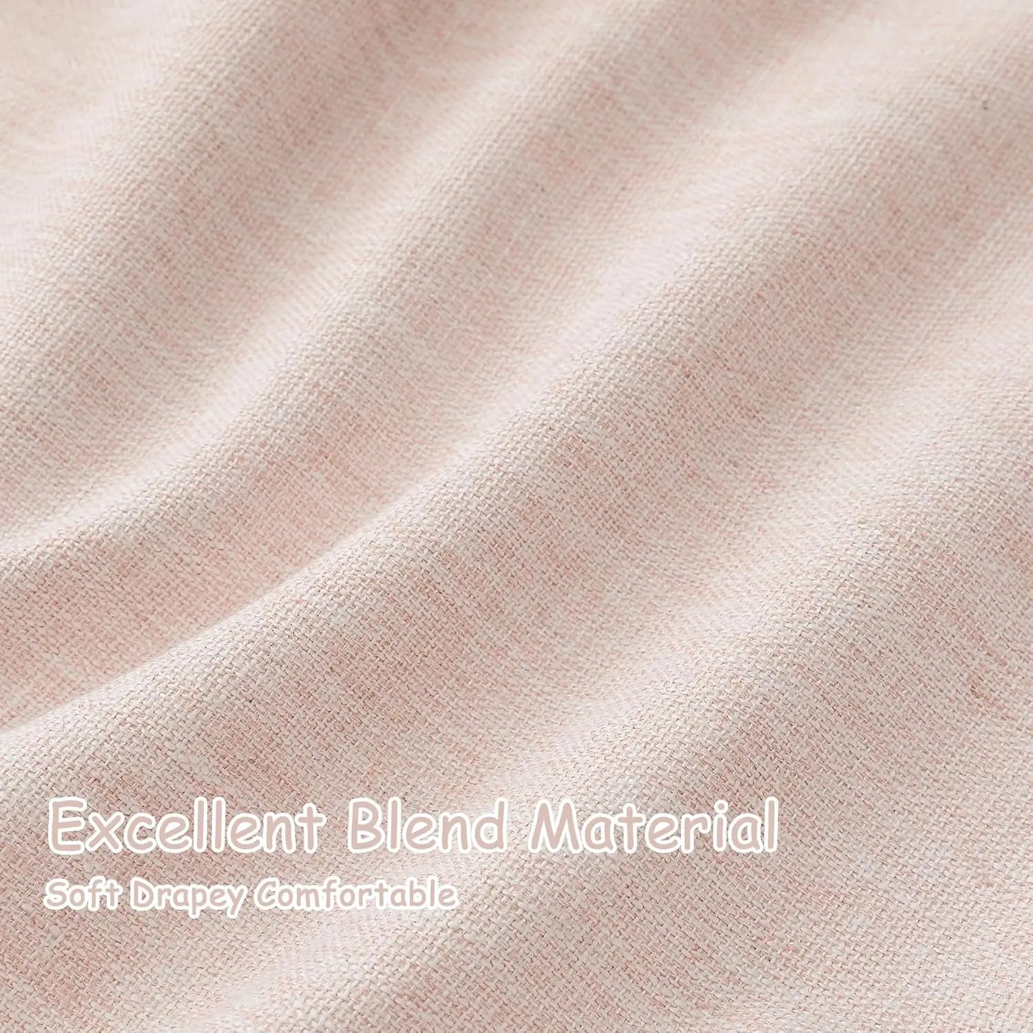 100% Blackout Curtains for Living Room - Darkening Rod Pocket - Pink Linen - 48 Inch Long 2 Panels