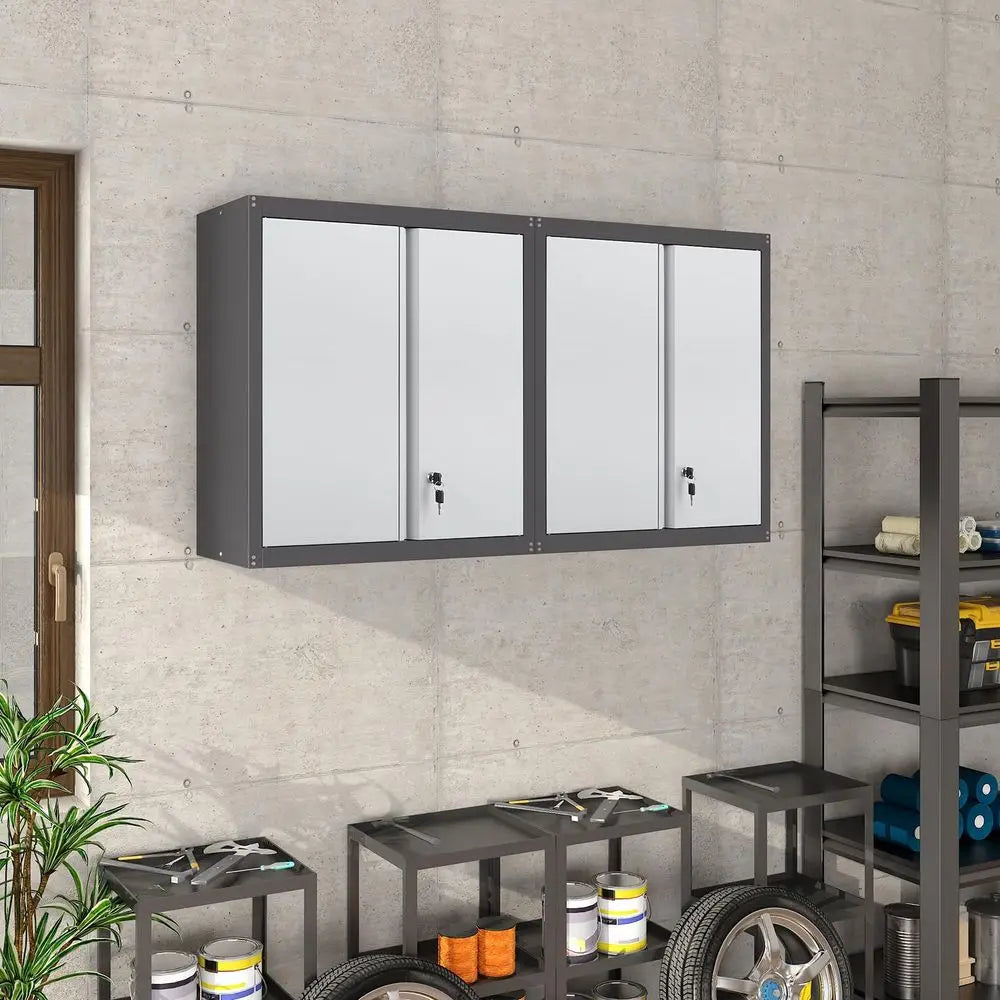 Locking Wall Cabinet with Shelves for Garage & Basement