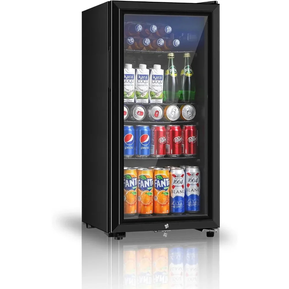 Beverage Refrigerator, 3.2 Cubic Ft. Mini Fridge with Double Glass Door for Soda, Beer & Wine for Home, Office or Bar