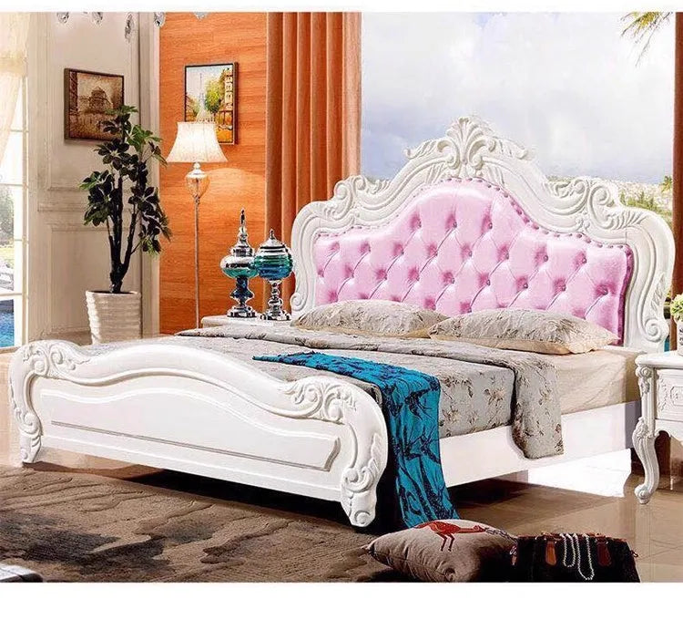 Unique Luxury Genuine Leather Wood Bed