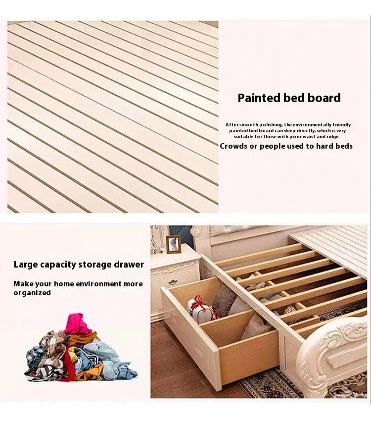 Unique Luxury Genuine Leather Wood Bed