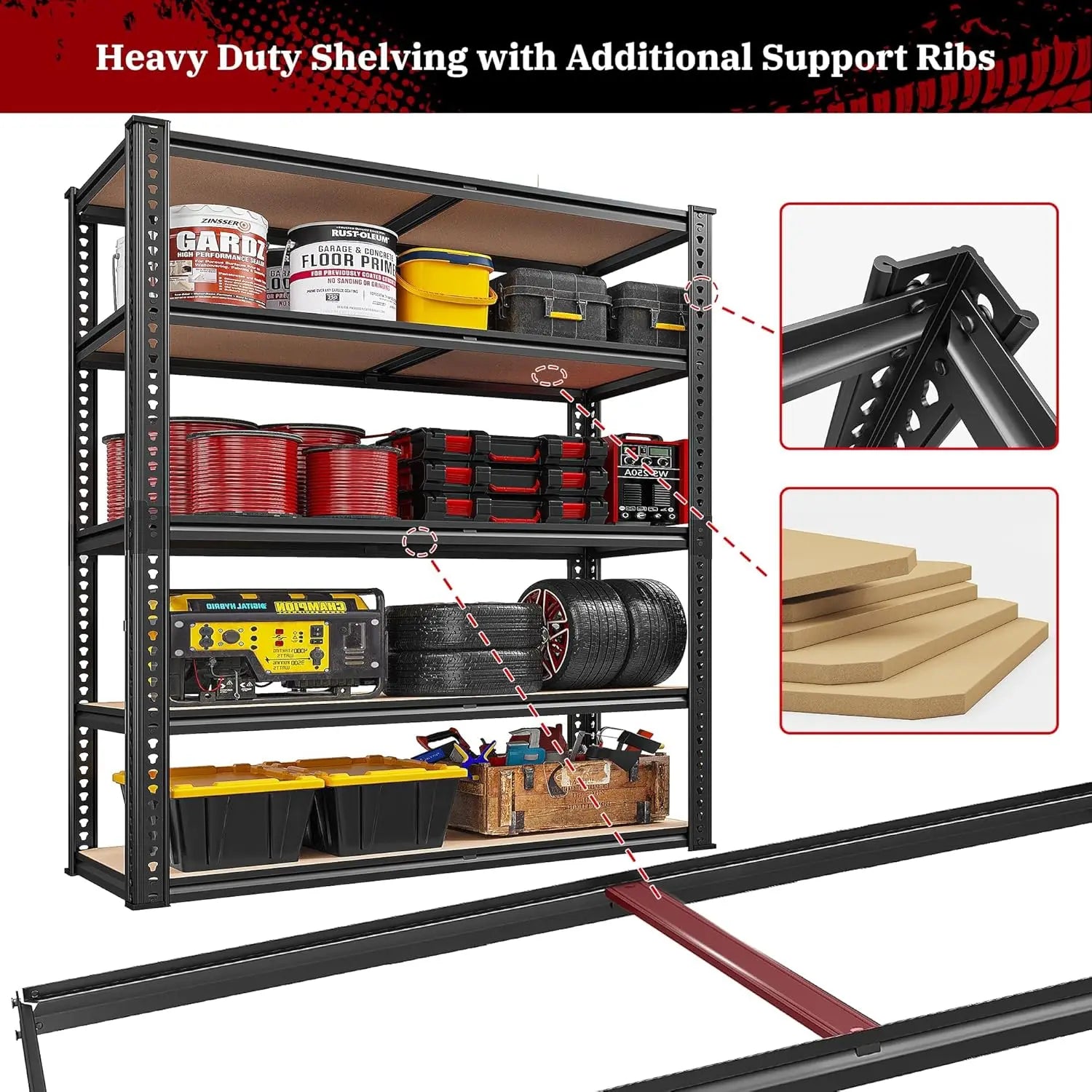 2500 lbs. Adjustable Heavy Duty Garage Shelving