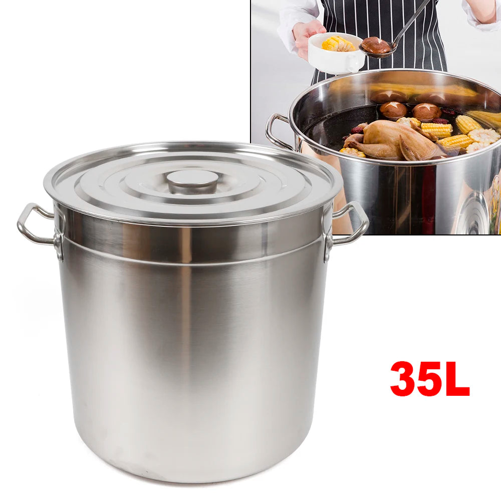 9 Qt. Multipurpose Thick Stainless Steel Cooking Soup Pot with Lid & Handles for Home Restaurant
