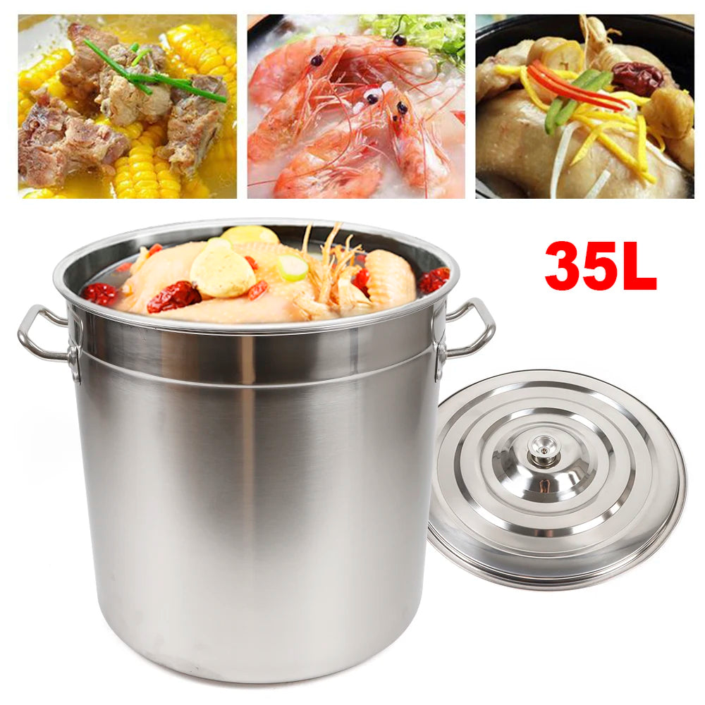 9 Qt. Multipurpose Thick Stainless Steel Cooking Soup Pot with Lid & Handles for Home Restaurant