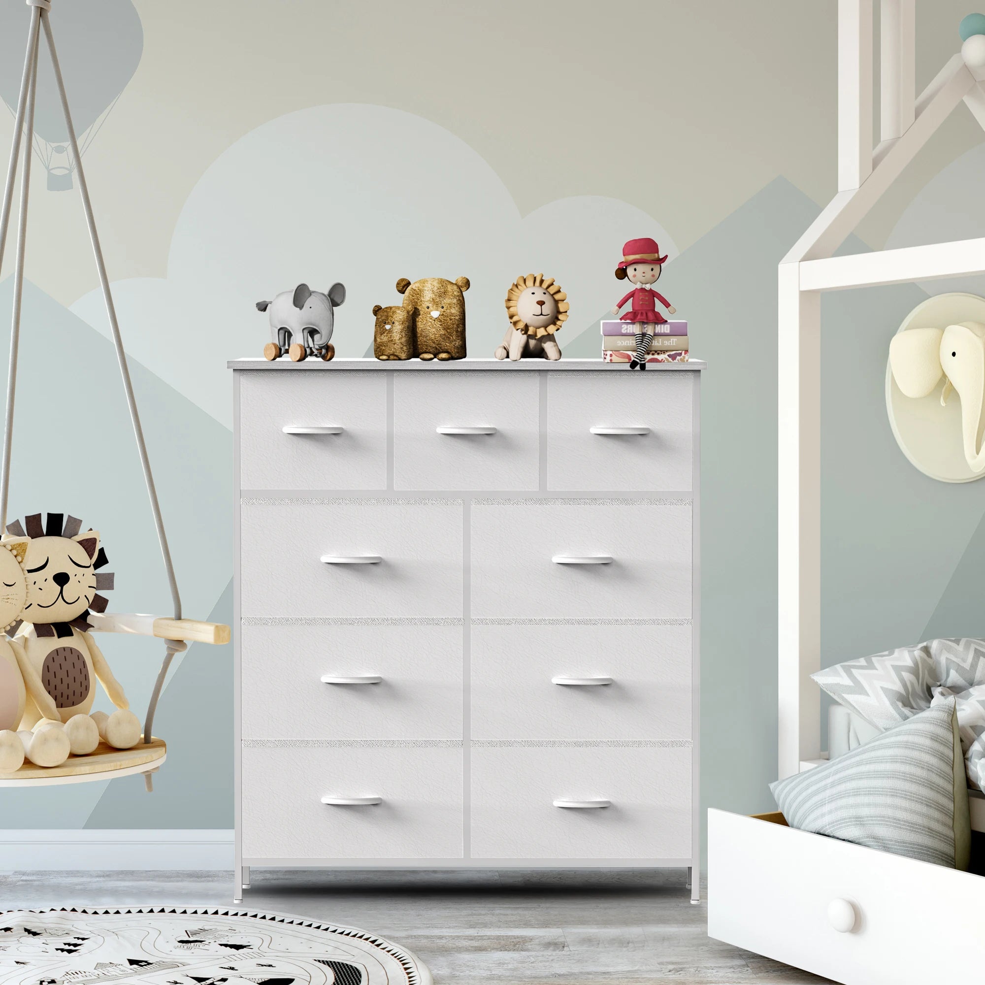Bedroom Dresser With 9 Fabric Storage Drawers