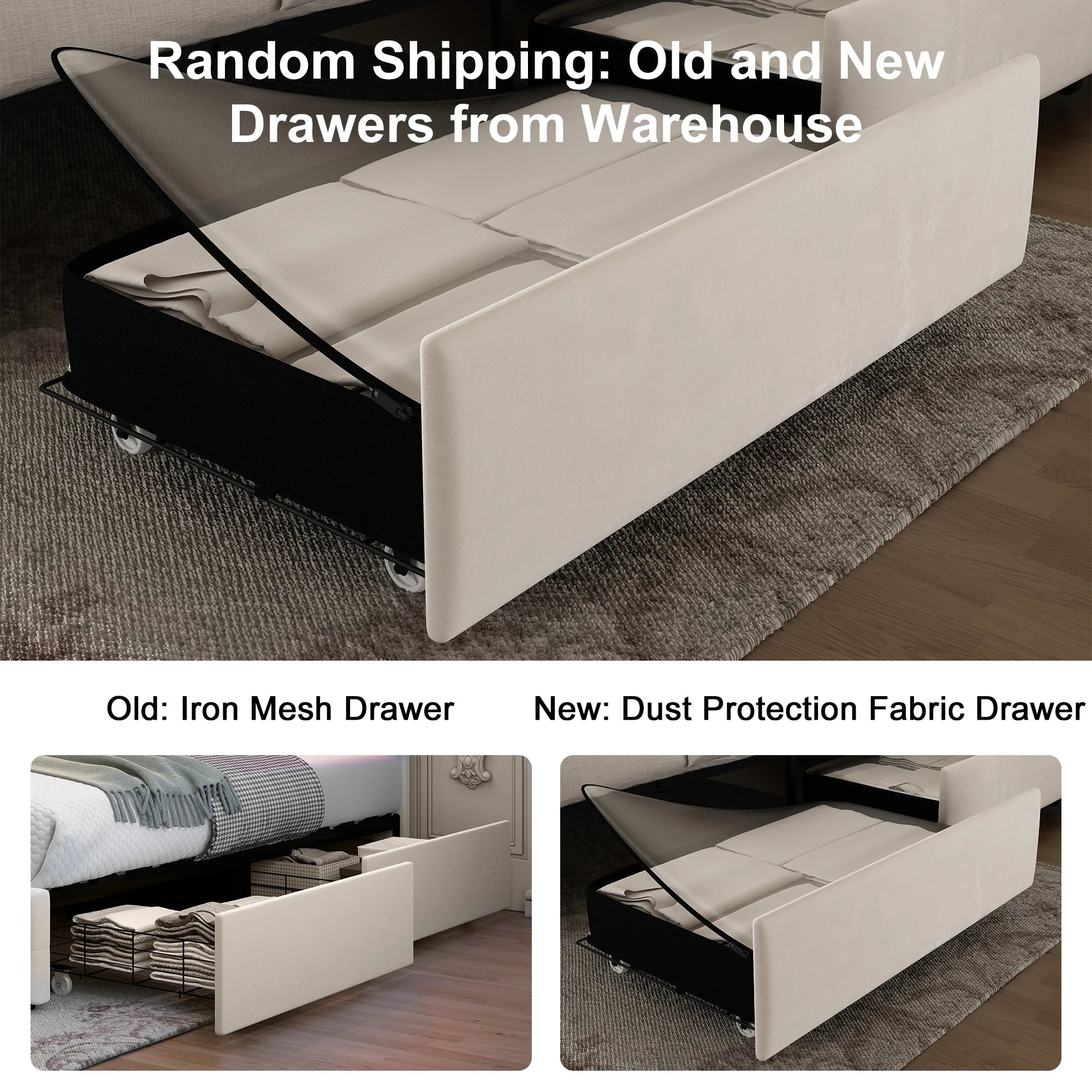 Bed Frame with Headboard, Galaxy Projector, Bluetooth Speaker, USB Ports, 4 Drawers - No Box Spring Needed - 3 Sizes Available