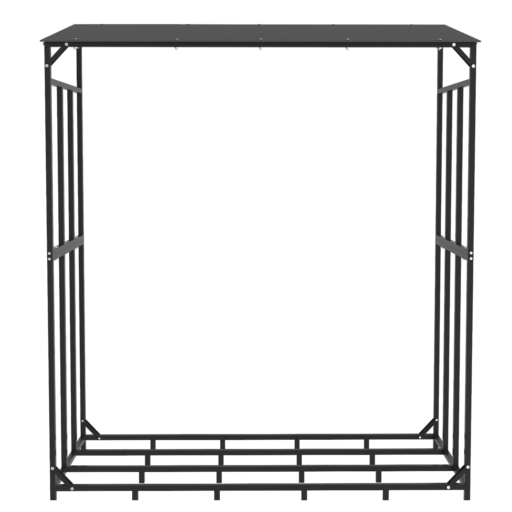 Heavy Duty Tall Metal Firewood Rack Stand with Top Cover for Fireplace Wood Storage