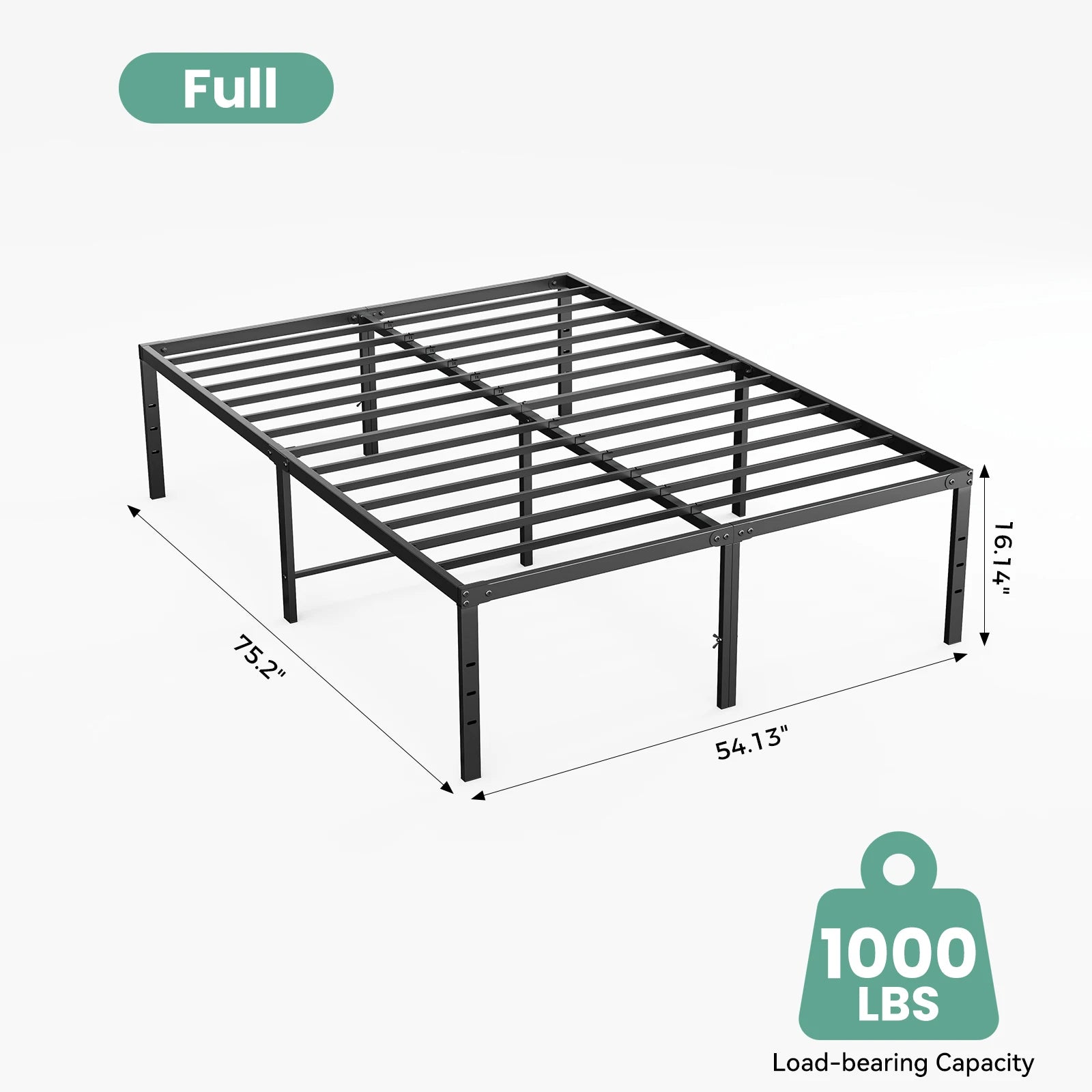 Sturdy Steel Heavy Duty Platform Bed Frame with 16" Storage Space - All Sizes