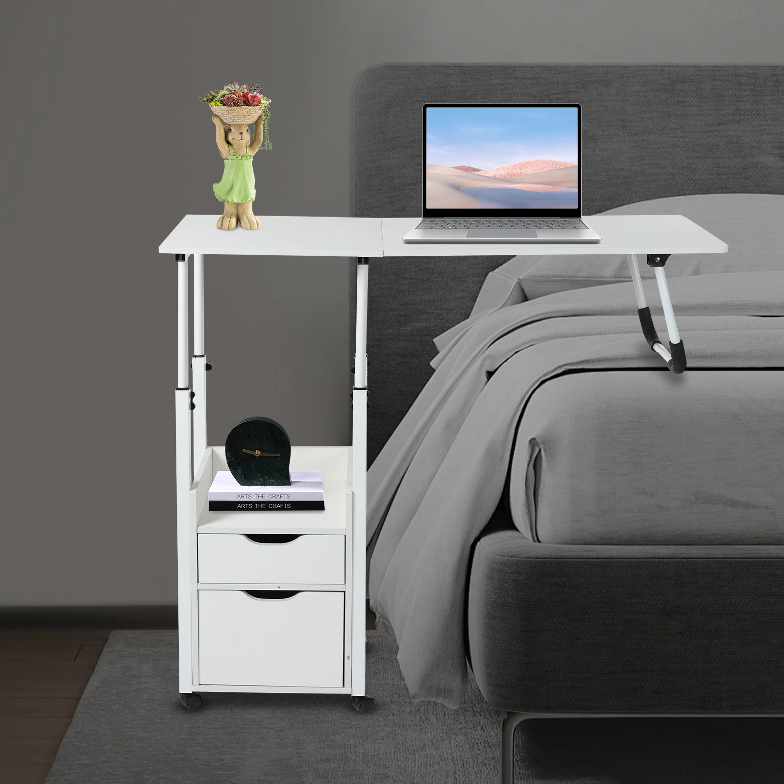 Multi-Function Bedside & Over-Bed Table - Height Adjustable & Movable