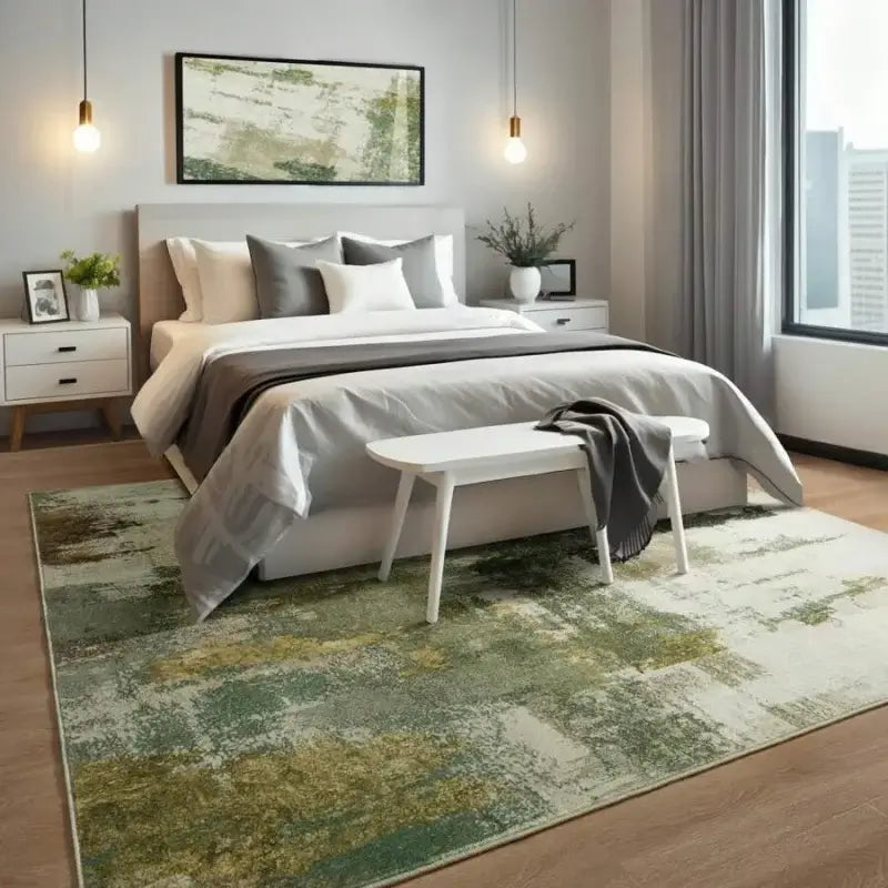 Small modern washable non-slip throw rug in multiple color options for bathroom or kitchen floor