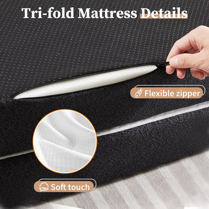 Three Fold Portable Floor Bed - Certified By CertiPUR-US - Suitable For Travel, Camping, and Yoga