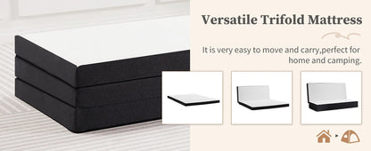 Three Fold Portable Floor Bed - Certified By CertiPUR-US - Suitable For Travel, Camping, and Yoga