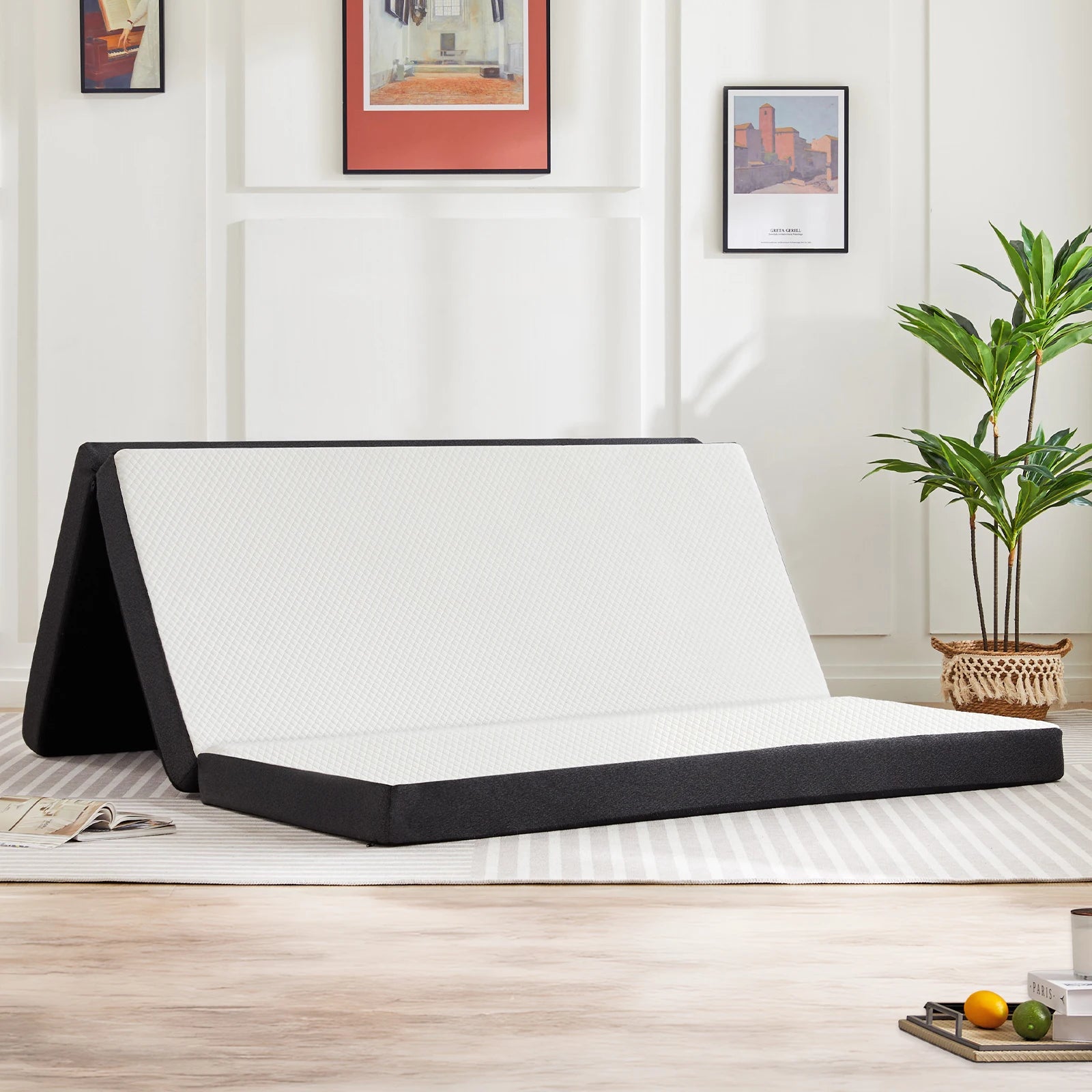 Three Fold Portable Floor Bed - Certified By CertiPUR-US - Suitable For Travel, Camping, and Yoga