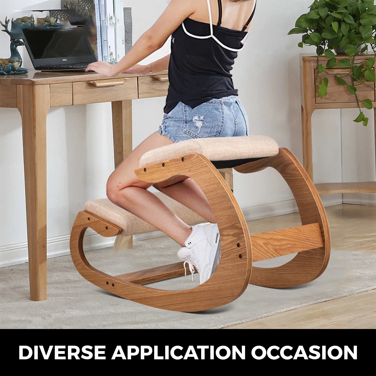 Ergonomic Rocking Wooden Kneeling & Computer Chair