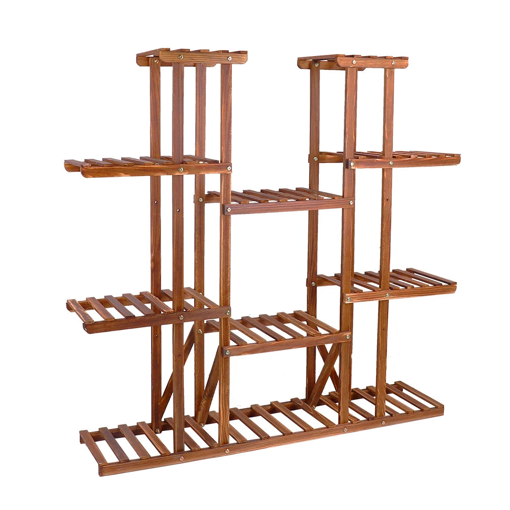 46" Multi-Tier Wooden 16-Plant Rack Stand