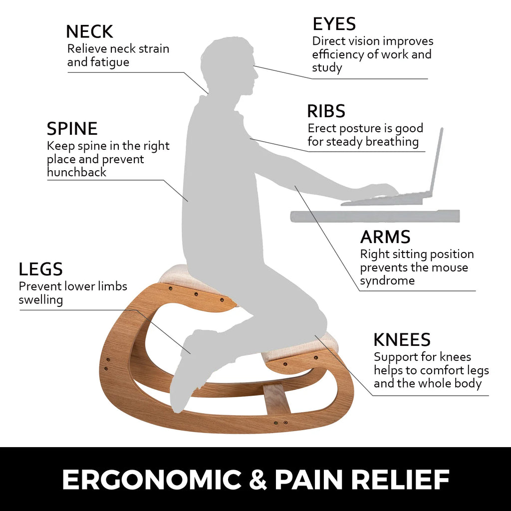 Ergonomic Rocking Wooden Kneeling & Computer Chair