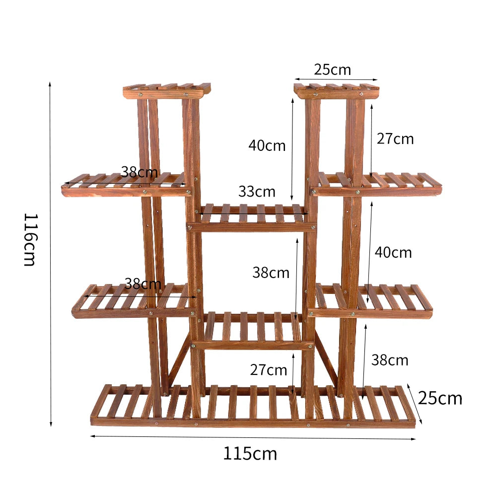46" Multi-Tier Wooden 16-Plant Rack Stand