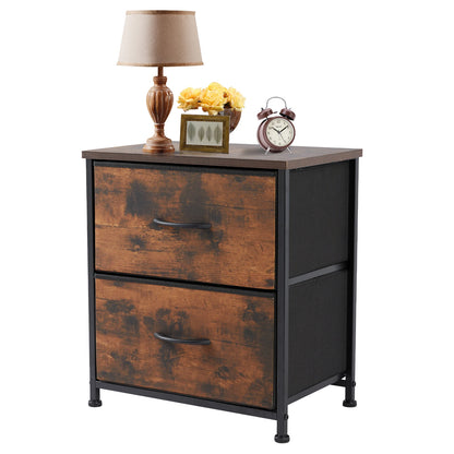Bedside Nightstand Table with 2 Fabric Drawers