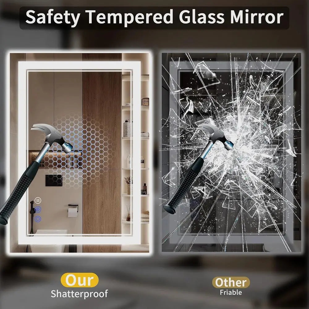 30"x40" Dimmable Anti-Fog Back & Front Lit LED Bathroom Mirror