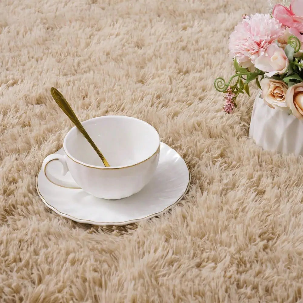 26" x 53" Oval Non-Slip Washable Fluffy Shaggy Area Rug