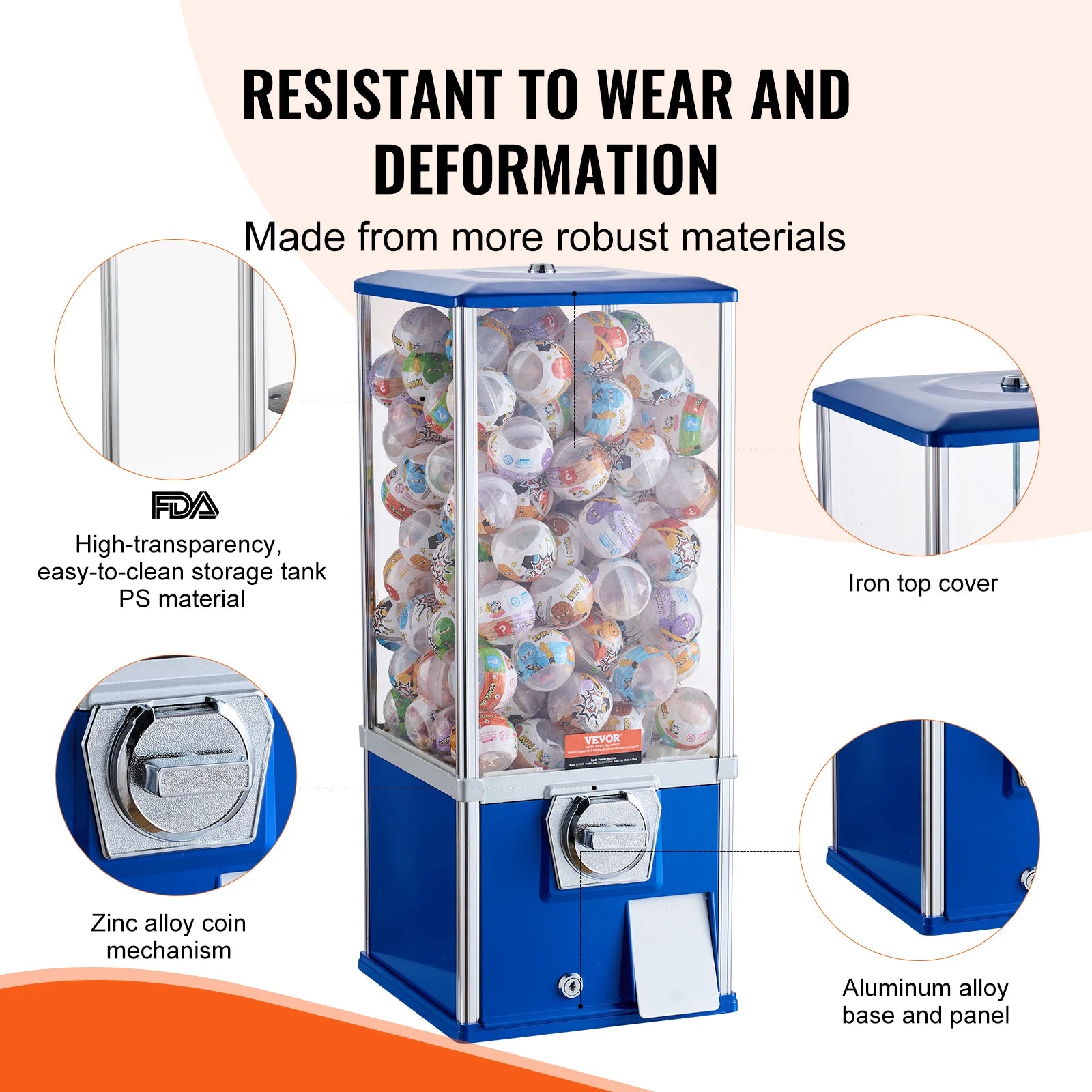 25" Gumball Machine in Blue or Red for Kids, Game Stores &amp; Coin Operation Sites