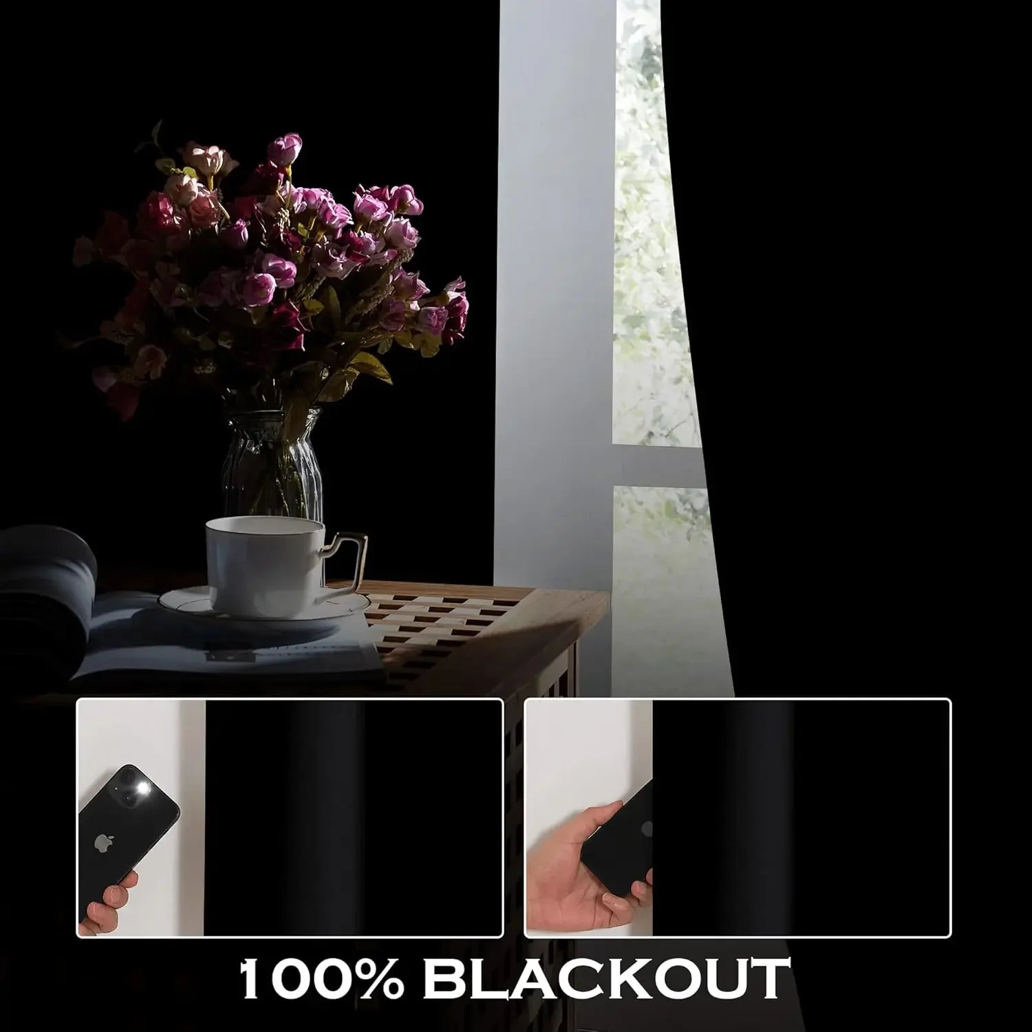 4-in-1 Soundproof Anti Dust 100% Blackout Curtains with Melt-Blown Layer -Thermal Insulating Window Drapes