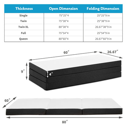 Three Fold Portable Floor Bed - Certified By CertiPUR-US - Suitable For Travel, Camping, and Yoga