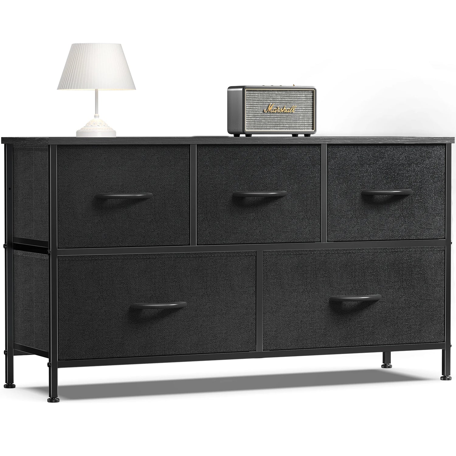 Multi-Purpose Dresser or Buffet with 5 Fabric Drawers