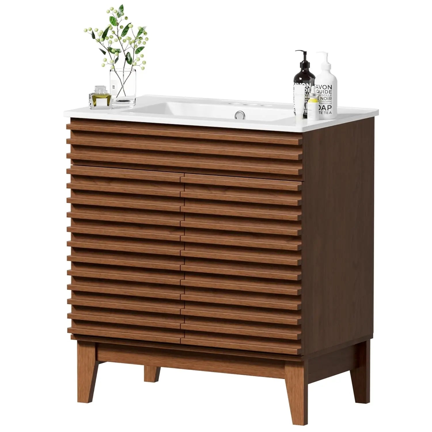 30" Freestanding Bathroom Vanity  with Ceramic Sink &amp; Soft Close Doors