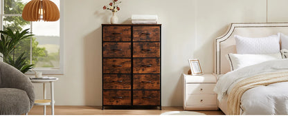 Bedside Table For Bedroom With 10 Fabric Drawers