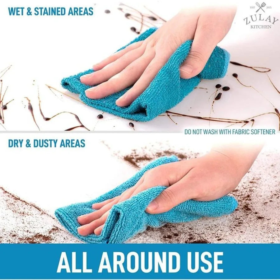 10-Pack Microfiber Cleaning Cloths, Highly Absorbent & Lint-Free
