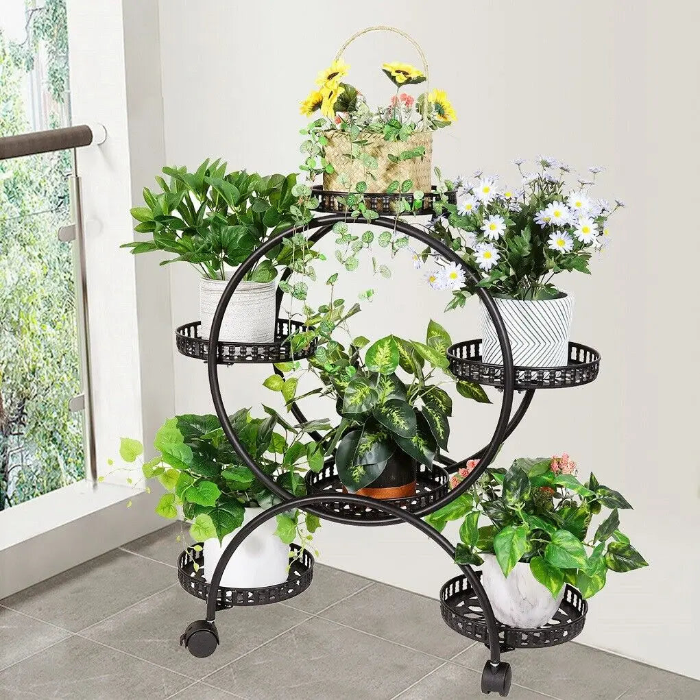 4-Layer 6-Pot Flower Holder Plant Stand on wheels