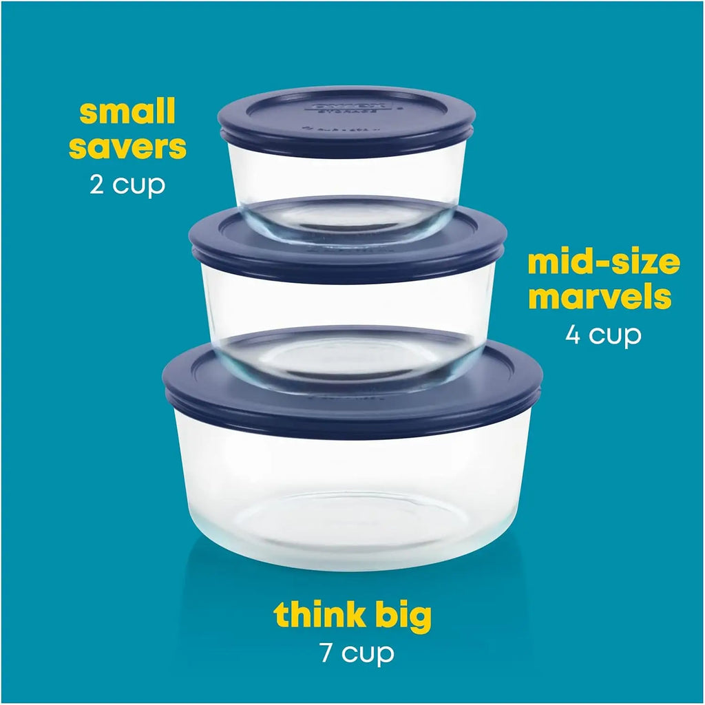 3-Pack BPA-Free Dishwasher & Microwave Safe Glass Food Storage Container Set