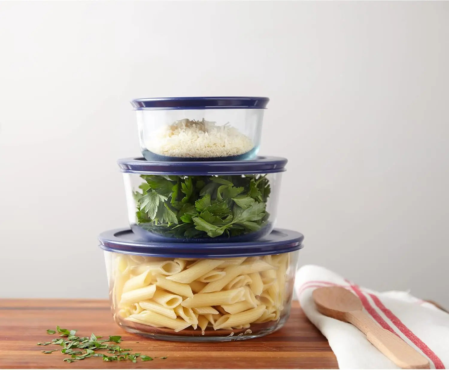3-Pack BPA-Free Dishwasher & Microwave Safe Glass Food Storage Container Set