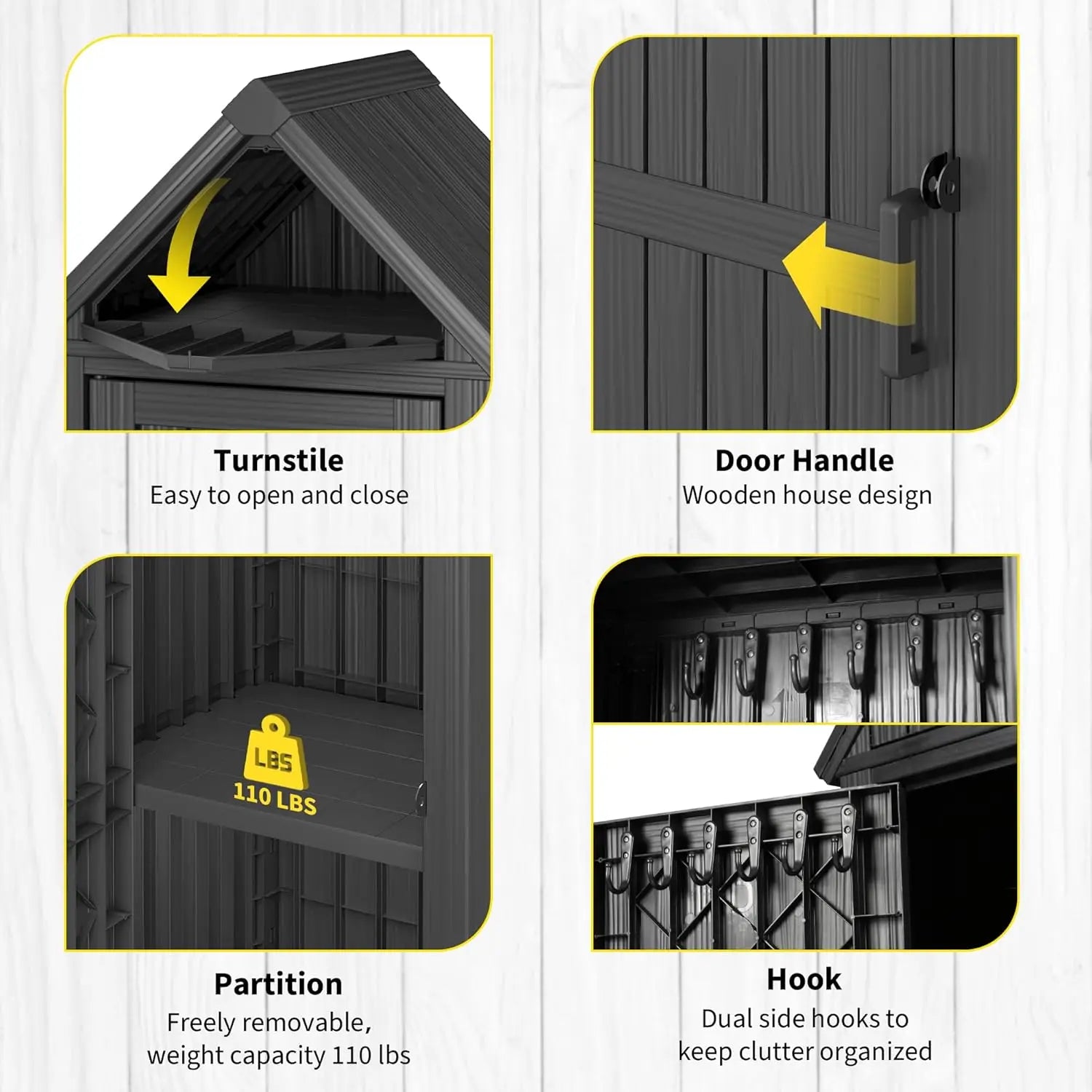 Red Outdoor Waterproof Resin Storage Shed with Removable Shelves & Reinforced Floor