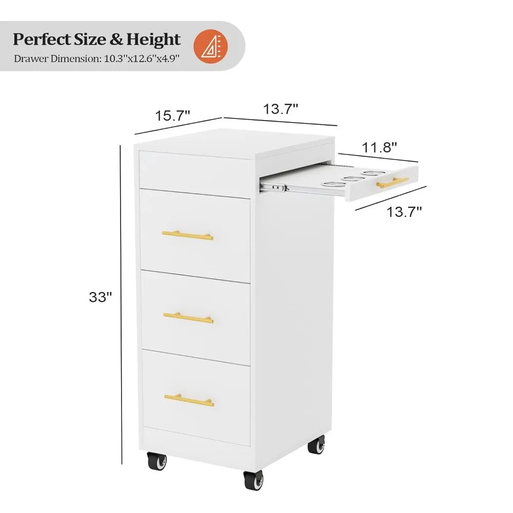 3-Drawer Rolling Salon/Kitchen Trolley Cart with Wheels with Hot Tool Holder
