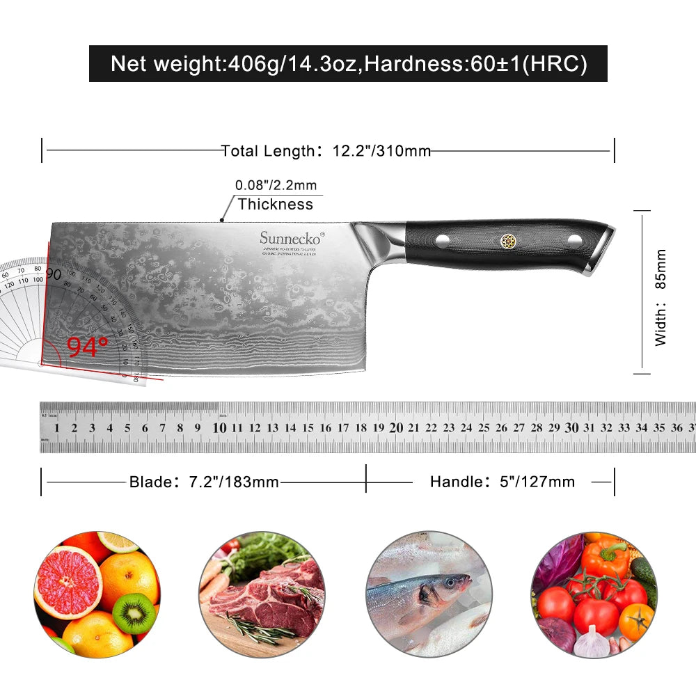 Cleaver Slicing Knives - VG10 Damascus Steel