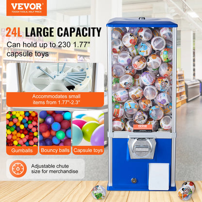 25" Gumball Machine in Blue or Red for Kids, Game Stores &amp; Coin Operation Sites
