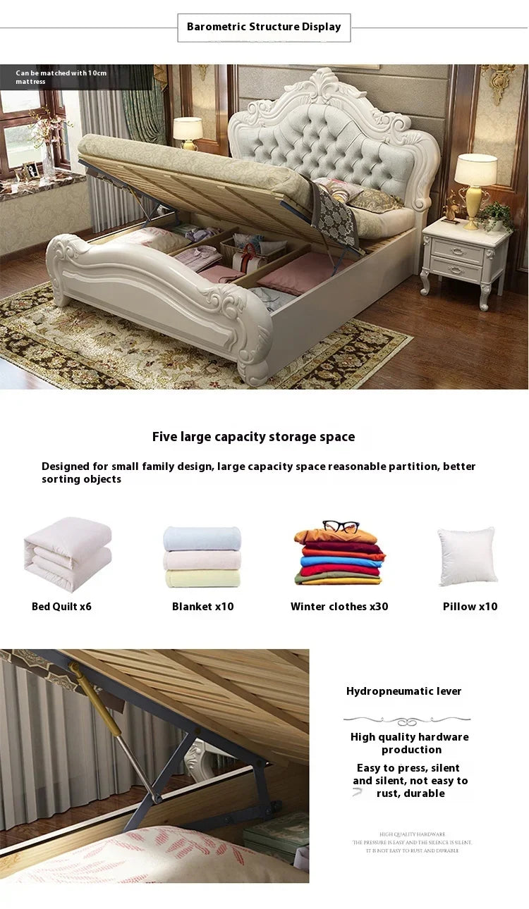 Unique Luxury Genuine Leather  Wood Bed