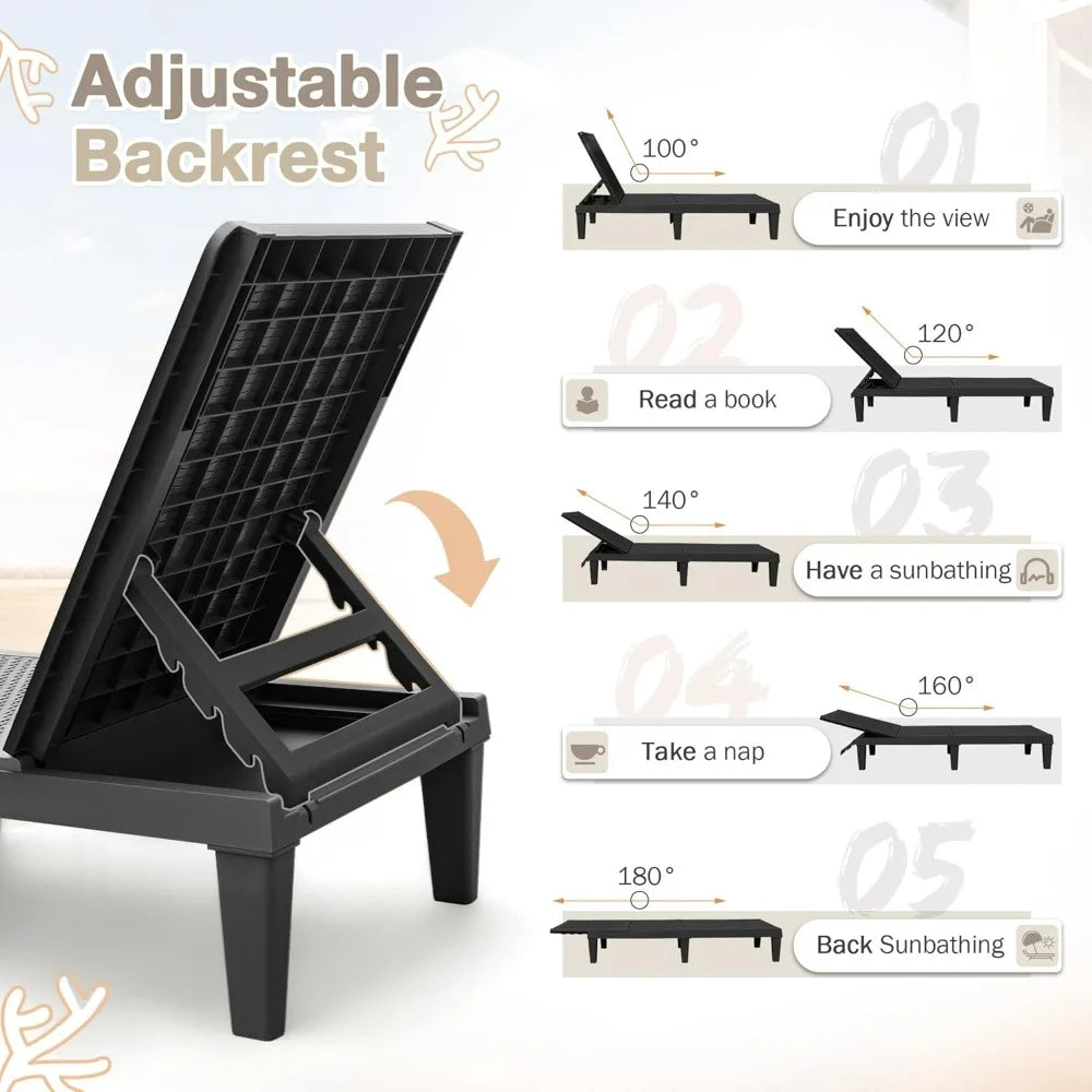 2 Waterproof Patio Chaise Lounge Chairs