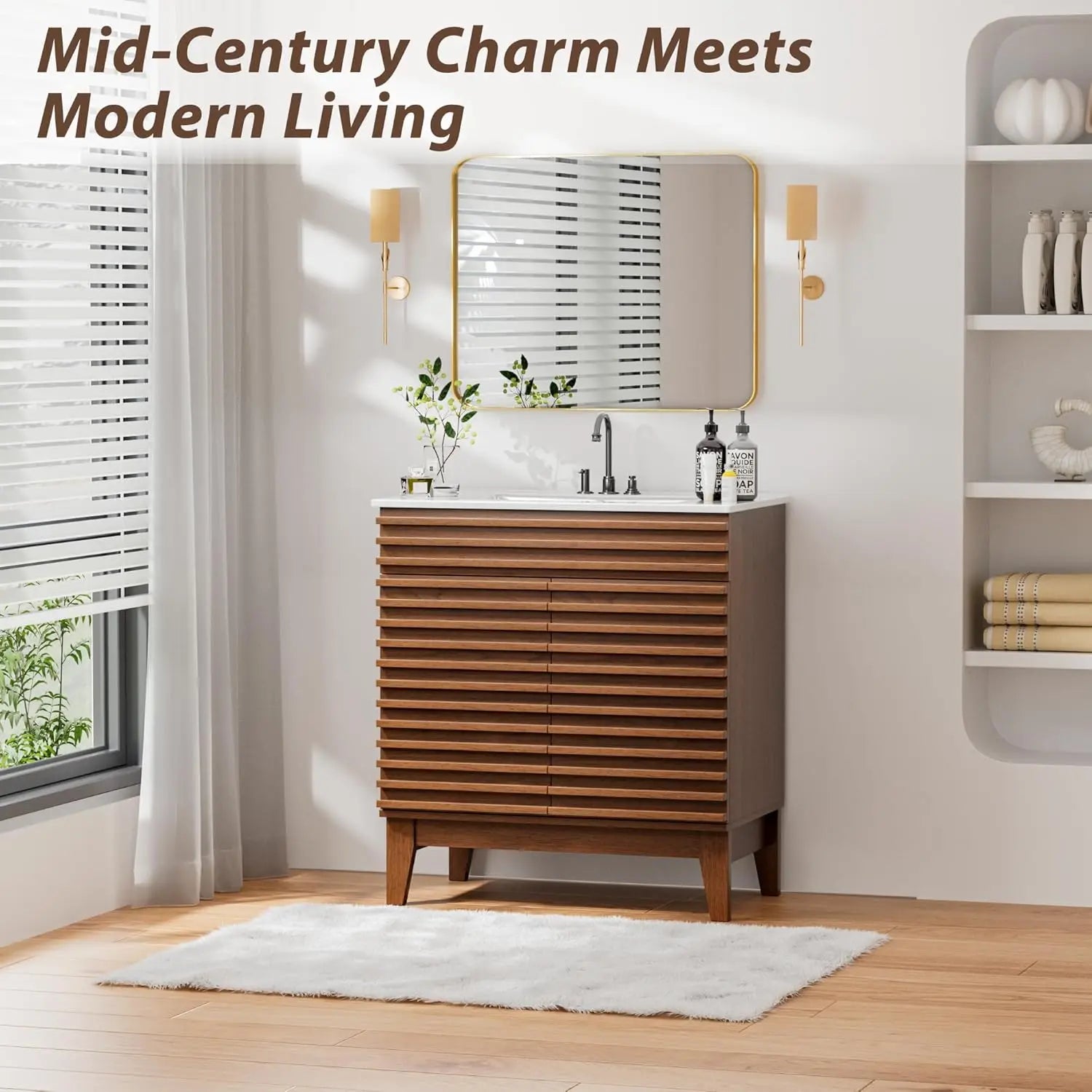 30" Freestanding Bathroom Vanity  with Ceramic Sink & Soft Close Doors